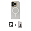 MARSİLYAN™- iPhone 15 Pro Max Kılıf Yadigar Işık - Siyah Bilvis Hayalet Cam Ekran Koruyucu + PVD Metal Kamera Lens - LT
