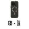 MARSİLYAN™- iPhone 15 Pro Max Kılıf Yadigar Işık - Siyah Bilvis Hayalet Cam Ekran Koruyucu + PVD Metal Kamera Lens - LT