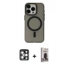 MARSİLYAN™- iPhone 15 Pro Max Kılıf Yadigar Işık - Siyah Bilvis Hayalet Cam Ekran Koruyucu + PVD Metal Kamera Lens - LT
