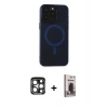 MARSİLYAN™- iPhone 15 Pro Max Kılıf Yadigar Işık - Siyah Bilvis Hayalet Cam Ekran Koruyucu + PVD Metal Kamera Lens - LT