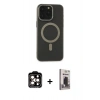 MARSİLYAN™- iPhone 15 Pro Max Kılıf Yadigar Işık - Siyah Bilvis Hayalet Cam Ekran Koruyucu + PVD Metal Kamera Lens - TU