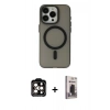 MARSİLYAN™- iPhone 15 Pro Max Kılıf Yadigar Işık - Siyah Bilvis Hayalet Cam Ekran Koruyucu + PVD Metal Kamera Lens - TU