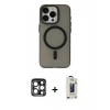 MARSİLYAN™- iPhone 15 Pro Max Kılıf Yadigar Işık - Siyah Bilvis Hayalet Cam Ekran Koruyucu + PVD Metal Kamera Lens - LT