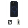 MARSİLYAN™- iPhone 15 Pro Max Kılıf Yadigar Işık - Siyah Bilvis Hayalet Cam Ekran Koruyucu + PVD Metal Kamera Lens - LT