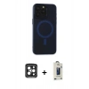 MARSİLYAN™- iPhone 15 Pro Max Kılıf Yadigar Işık - Siyah Bilvis Hayalet Cam Ekran Koruyucu + PVD Metal Kamera Lens - SH