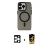MARSİLYAN™- iPhone 15 Pro Max Kılıf Yadigar Işık - Siyah Buffer Cam Ekran Koruyucu + PVD Metal Kamera Lens - GS