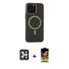 MARSİLYAN™- iPhone 15 Pro Max Kılıf Yadigar Işık - Siyah Buffer Cam Ekran Koruyucu + PVD Metal Kamera Lens - GI