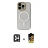 MARSİLYAN™- iPhone 15 Pro Max Kılıf Yadigar Işık - Siyah Buffer Cam Ekran Koruyucu + PVD Metal Kamera Lens - SH