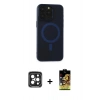 MARSİLYAN™- iPhone 15 Pro Max Kılıf Yadigar Işık - Siyah Buffer Cam Ekran Koruyucu + PVD Metal Kamera Lens - SH