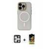 MARSİLYAN™- iPhone 15 Pro Max Kılıf Yadigar Işık - Siyah Buffer Cam Ekran Koruyucu + PVD Metal Kamera Lens - GS