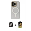 MARSİLYAN™- iPhone 15 Pro Max Kılıf Yadigar Işık - Siyah Buffer Cam Ekran Koruyucu + PVD Metal Kamera Lens - TU