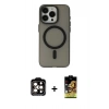 MARSİLYAN™- iPhone 15 Pro Max Kılıf Yadigar Işık - Siyah Buffer Cam Ekran Koruyucu + PVD Metal Kamera Lens - TU