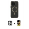MARSİLYAN™- iPhone 15 Pro Max Kılıf Yadigar Işık - Siyah Buffer Cam Ekran Koruyucu + PVD Metal Kamera Lens - GS