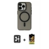 MARSİLYAN™- iPhone 15 Pro Max Kılıf Yadigar Işık - Siyah Buffer Cam Ekran Koruyucu + PVD Metal Kamera Lens - SH