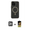 MARSİLYAN™- iPhone 15 Pro Max Kılıf Yadigar Işık - Siyah Buffer Cam Ekran Koruyucu + PVD Metal Kamera Lens - SH