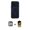 MARSİLYAN™- iPhone 15 Pro Max Kılıf Yadigar Işık - Siyah Buffer Cam Ekran Koruyucu + PVD Metal Kamera Lens - GS