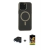 MARSİLYAN™- iPhone 15 Pro Max Kılıf Yadigar Işık - Siyah Buffer Cam Ekran Koruyucu + Raze Metal Kamera Lens - LT