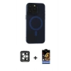 MARSİLYAN™- iPhone 15 Pro Max Kılıf Yadigar Işık - Siyah Buffer Hayalet Cam Ekran Koruyucu + PVD Metal Kamera Lens - GI
