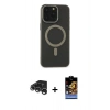 MARSİLYAN™- iPhone 15 Pro Max Kılıf Yadigar Işık - Siyah Buffer Hayalet Cam Ekran Koruyucu + Raze Metal Kamera Lens - GS