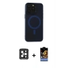 MARSİLYAN™- iPhone 15 Pro Max Kılıf Yadigar Işık - Siyah Buffer Hayalet Cam Ekran Koruyucu + PVD Metal Kamera Lens - SH