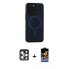 MARSİLYAN™- iPhone 15 Pro Max Kılıf Yadigar Işık - Siyah Buffer Hayalet Cam Ekran Koruyucu + PVD Metal Kamera Lens - LT