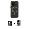 MARSİLYAN™- iPhone 15 Pro Max Kılıf Yadigar Işık - Siyah Buffer Hayalet Cam Ekran Koruyucu + PVD Metal Kamera Lens - TU