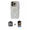 MARSİLYAN™- iPhone 15 Pro Max Kılıf Yadigar Işık - Siyah Buffer Hayalet Cam Ekran Koruyucu + PVD Metal Kamera Lens - TU