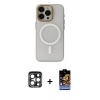 MARSİLYAN™- iPhone 15 Pro Max Kılıf Yadigar Işık - Siyah Buffer Hayalet Cam Ekran Koruyucu + PVD Metal Kamera Lens - LT