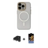 MARSİLYAN™- iPhone 15 Pro Max Kılıf Yadigar Işık - Siyah Buffer Hayalet Cam Ekran Koruyucu + Raze Metal Kamera Lens - TMGI