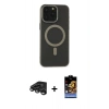 MARSİLYAN™- iPhone 15 Pro Max Kılıf Yadigar Işık - Siyah Buffer Hayalet Cam Ekran Koruyucu + Raze Metal Kamera Lens - TMGI