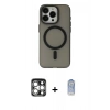 MARSİLYAN™- iPhone 15 Pro Max Kılıf Yadigar Işık - Siyah Joko Magic 5D Cam + PVD Metal Kamera Lens - GS