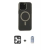 MARSİLYAN™- iPhone 15 Pro Max Kılıf Yadigar Işık - Siyah Joko Magic 5D Cam + PVD Metal Kamera Lens - GS