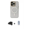 MARSİLYAN™- iPhone 15 Pro Max Kılıf Yadigar Işık - Siyah Joko Magic 5D Cam + Titanyum Gri Raze Metal Kamera Lens
