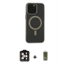 MARSİLYAN™- iPhone 15 Pro Max Kılıf Yadigar Işık - Siyah Joko Magic 5D Hayalet Cam + PVD Metal Kamera Lens - TU