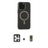 MARSİLYAN™- iPhone 15 Pro Max Kılıf Yadigar Işık - Siyah Joko Magic 5D Hayalet Cam + PVD Metal Kamera Lens - GS
