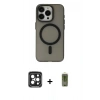 MARSİLYAN™- iPhone 15 Pro Max Kılıf Yadigar Işık - Siyah Joko Magic 5D Hayalet Cam + PVD Metal Kamera Lens - SH