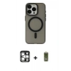 MARSİLYAN™- iPhone 15 Pro Max Kılıf Yadigar Işık - Siyah Joko Magic 5D Hayalet Cam + PVD Metal Kamera Lens - GS