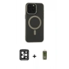 MARSİLYAN™- iPhone 15 Pro Max Kılıf Yadigar Işık - Siyah Joko Magic 5D Hayalet Cam + PVD Metal Kamera Lens - SH