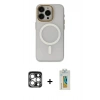 MARSİLYAN™- iPhone 15 Pro Max Kılıf Yadigar Işık - Siyah Polymer Nano Ekran Koruyucu + PVD Metal Kamera Lens - GS