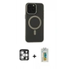MARSİLYAN™- iPhone 15 Pro Max Kılıf Yadigar Işık - Siyah Polymer Nano Ekran Koruyucu + PVD Metal Kamera Lens - GS
