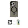 MARSİLYAN™- iPhone 15 Pro Max Kılıf Yadigar Işık - Siyah Polymer Nano Ekran Koruyucu + PVD Metal Kamera Lens - GS