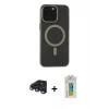 MARSİLYAN™- iPhone 15 Pro Max Kılıf Yadigar Işık - Siyah Polymer Nano Ekran Koruyucu + Raze Metal Kamera Lens - LT