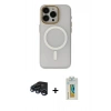 MARSİLYAN™- iPhone 15 Pro Max Kılıf Yadigar Işık - Siyah Polymer Nano Ekran Koruyucu + Raze Metal Kamera Lens - LT