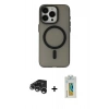 MARSİLYAN™- iPhone 15 Pro Max Kılıf Yadigar Işık - Siyah Polymer Nano Ekran Koruyucu + Raze Metal Kamera Lens - GS