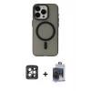 MARSİLYAN™- iPhone 15 Pro Max Kılıf Yadigar Işık - Siyah Vanessa Magic Cam + PVD Metal Kamera Lens - GI