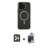 MARSİLYAN™- iPhone 15 Pro Max Kılıf Yadigar Işık - Siyah Vanessa Magic Cam + PVD Metal Kamera Lens - GI