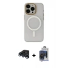 MARSİLYAN™- iPhone 15 Pro Max Kılıf Yadigar Işık - Siyah Vanessa Magic Cam + Raze Metal Kamera Lens - LT