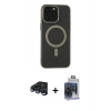 MARSİLYAN™- iPhone 15 Pro Max Kılıf Yadigar Işık - Siyah Vanessa Magic Cam + Raze Metal Kamera Lens - LT