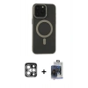 MARSİLYAN™- iPhone 15 Pro Max Kılıf Yadigar Işık - Siyah Vanessa Magic Cam + PVD Metal Kamera Lens - GS
