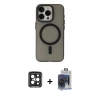 MARSİLYAN™- iPhone 15 Pro Max Kılıf Yadigar Işık - Siyah Vanessa Magic Cam + PVD Metal Kamera Lens - SH